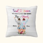 Personalised Soul Sisters Not Sisters by Blood but Sisters by Heart Throw Pillow Cover Best Friend Besties Gift Living Room Decor