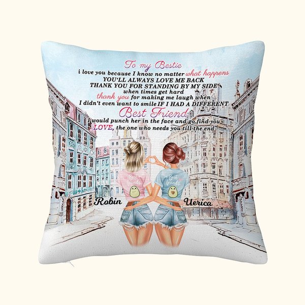 Personalised To My Bestie I Love You Throw Pillow Cover Best Friend Gift Besties Gift Living Room Bedroom Decor