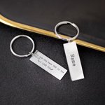 Portachiavi personalizzato in acciaio inossidabile inciso su entrambi i lati con nome e testo Regalo di compleanno per la festa del papà e del nonno