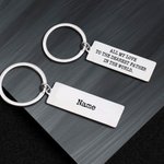 Portachiavi personalizzato in acciaio inossidabile inciso su entrambi i lati con nome e testo Regalo di compleanno per la festa del papà e del nonno