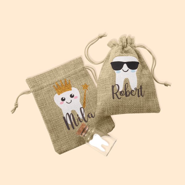 Bolsa personalizada del Ratoncito Pérez Bolsa del Ratoncito Pérez con tarro de cristal de corcho Regalo para niños