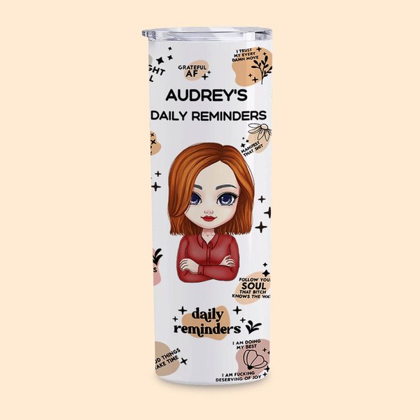 Personalized Daily Reminders Insulated Stainless Steel Tumblers with Lid and Straw Gift for Coworkers Women
