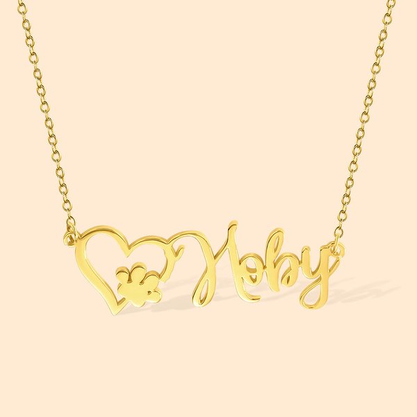 Personalizada de plata de ley del corazón del perro del gato collar de la pata con el nombre de los amantes de mascotas