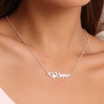 Personligt Sterling Silver Hjärta Hund Katt Tass Halsband med Namn för Djurälskare