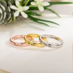 Personalised Engraved Birth Flower Thin Band Ring with Name Minimalist Jewellery Birthday Mother's Day Gift for Her