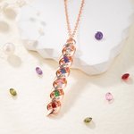 Collier Prénom Vertical Collier de Style Minimaliste Personnalisé Nom et 1-6 Pierres de Naissance Cadeau de Fête des Mères pour Maman Femme