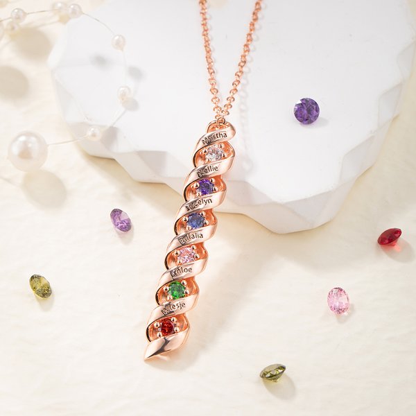 Gepersonaliseerde Minimalistische 1-6 Familie Geboortesteen Ketting met Naam Sierlijke Sieraden Moederdag Verjaardagscadeau voor Moeder Vrouwen