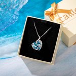 Personalised Dolphin Crystal Necklace Ocean Wave Heart Necklace Gift for Her Birthday Mother's Day Gift