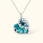 Personalised Dolphin Crystal Necklace Ocean Wave Heart Necklace Gift for Her Birthday Mother's Day Gift