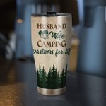 Gepersonaliseerde echtgenoot en echtgenote camping partners voor het leven gebogen Tumbler Gifts voor kamperen koppels
