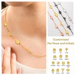Personalised Cute Pet Paw Initial Sideway Necklace Jewellery for Women Girlfriend Sister Birthday Anniversary