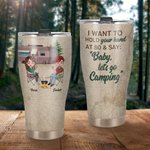 Personnalisé Je veux te tenir la main à 80 ans et te dire Baby Let's Go Camping Curved Tumbler Cadeau pour couple de campeurs