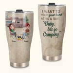 Personnalisé Je veux te tenir la main à 80 ans et te dire Baby Let's Go Camping Curved Tumbler Cadeau pour couple de campeurs