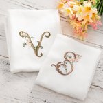 Personalized Floral Letter Embroidered Linen Napkins Gift for Wedding Party Arrangement