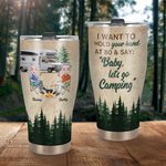 Personalizzato Voglio tenere la tua mano a 80 anni e dire Baby Let's Go Camping Tumbler curvo Regalo per una coppia di campeggiatori
