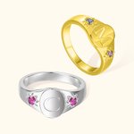 Personalizada de plata de ley Piedras preciosas Birthstones Signet Elegante Anillo Inicial Anillo Dainty