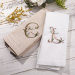 Personalized Floral Letter Embroidered Linen Napkins Gift for Wedding Party Arrangement