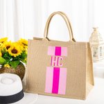 Personalised Shadow Monogram Jute Tote Carryall Bag Large Capacity Wedding Birthday Beach Holiday Gift for Her