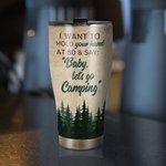 Personalizzato Voglio tenere la tua mano a 80 anni e dire Baby Let's Go Camping Tumbler curvo Regalo per una coppia di campeggiatori