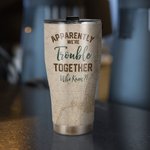 Henkilökohtainen Ilmeisesti olemme ongelmia yhdessä Kuka tiesi kaareva Tumbler Ystävänpäivä Syntymäpäivä lahja Camping pari 3