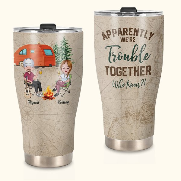 Henkilökohtainen Ilmeisesti olemme ongelmia yhdessä Kuka tiesi kaareva Tumbler Ystävänpäivä Syntymäpäivä lahja Camping pari