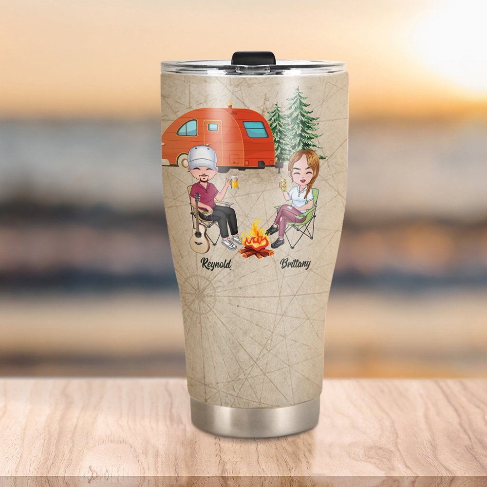 Henkilökohtainen Ilmeisesti olemme ongelmia yhdessä Kuka tiesi kaareva Tumbler Ystävänpäivä Syntymäpäivä lahja Camping pari 2