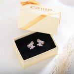 Boucles d'Oreilles Personnalisées avec Pierre de Naissance Bijoux en Argent Sterling en Forme d'Éléphant Cadeau d'Anniversaire Noël pour Femme