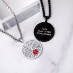 Personalised Engraved Emergency Medical ID Family Tree Stainless Steel Necklace for Women Men Grandparents Jewellery