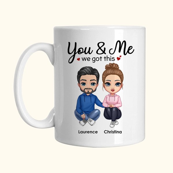 Personalized You And Me We Got This White and Colour Inside Ceramic Mug Valentine's Day Birthday Gift for Couple Girlfriend