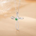 Gepersonaliseerde 1-6 Geboortesteen Kruis Hanger Ketting Moederdag Cadeau voor Moeder Vrouwen