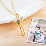 Gepersonaliseerde 1-6 Geboortesteen Kruis Hanger Ketting Moederdag Cadeau voor Moeder Vrouwen