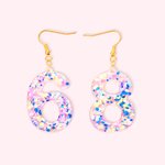 Gepersonaliseerde Paar Verjaardag Cijfers Confetti Dots Acryl Oorbellen Sieraden Verjaardag verklaring Dangles Verjaardag Verjaardag Party Gift voor haar