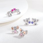 Boucles d'Oreilles Personnalisées avec Pierre de Naissance Bijoux en Argent Sterling en Forme d'Éléphant Cadeau d'Anniversaire Noël pour Femme