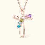 Gepersonaliseerde 1-6 Geboortesteen Kruis Hanger Ketting Moederdag Cadeau voor Moeder Vrouwen
