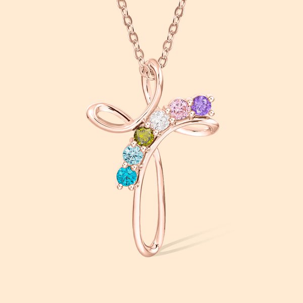 Henkilökohtainen 1-6 Birthstone Cross riipus kaulakoru Äitienpäivä lahja äidille Naiset
