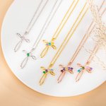 Gepersonaliseerde 1-6 Geboortesteen Kruis Hanger Ketting Moederdag Cadeau voor Moeder Vrouwen