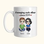 Personalised Annoying Each Other Since Years White and Colour Inside Ceramic Mug Birthday Gift for WIfe Couple