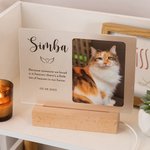 Henkilökohtainen lemmikkieläinten valokuvamuistomerkki LED-yövalo puupohjalla Pet Loss Sympathy Gift for Pet Lovers