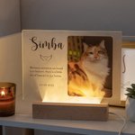 Henkilökohtainen lemmikkieläinten valokuvamuistomerkki LED-yövalo puupohjalla Pet Loss Sympathy Gift for Pet Lovers