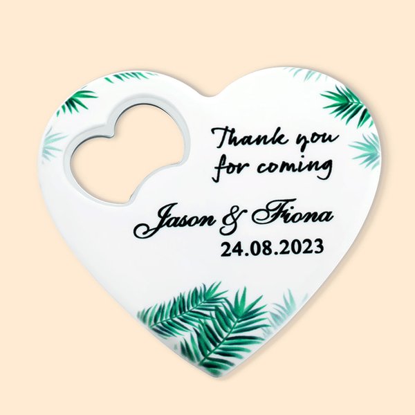 Personalized 10 Pieces Heart Shape Magnetic Bottle Opener for Wedding Party Guests Souvenirs Anniversary Gift