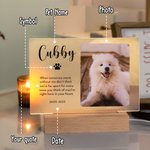 Henkilökohtainen lemmikkieläinten valokuvamuistomerkki LED-yövalo puupohjalla Pet Loss Sympathy Gift for Pet Lovers