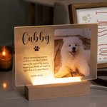 Henkilökohtainen lemmikkieläinten valokuvamuistomerkki LED-yövalo puupohjalla Pet Loss Sympathy Gift for Pet Lovers