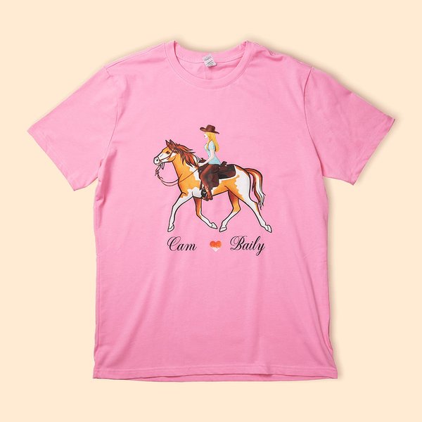 T-Shirt Image Fille Aime Cheval Sweatshirt Cadeau pour Amateurs de Cheval pour Amis