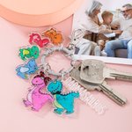 Porte-clés Dinosaure Personnalisé avec Noms Gravé Cadeau Parfait Occasions Spéciales pour Papa et Maman