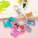 Porte-clés Dinosaure Personnalisé avec Noms Gravé Cadeau Parfait Occasions Spéciales pour Papa et Maman