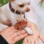 Anillo de boda de cuero personalizado bolsa de portador de collar de perro con texto grabado propuesta de compromiso de regalo de fiesta de boda para 