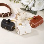 Anillo de boda de cuero personalizado bolsa de portador de collar de perro con texto grabado propuesta de compromiso de regalo de fiesta de boda para 
