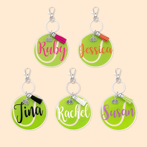 Personalised Set of 2 Tennis Bag Tag Keychains Tennis Gift for Tennis Lover Tennis Team Member