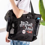 Personalized Baseball Softball Mom Waterproof Mesh Tote Bag with Name and Multiple Compartments Mother's Day Birthday Gift for Women Sport Lovers