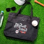 Personalized Baseball Softball Mom Waterproof Mesh Tote Bag with Name and Multiple Compartments Mother's Day Birthday Gift for Women Sport Lovers